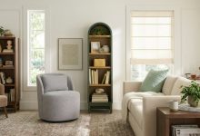 Better Homes & Gardens Juliet Narrow Arch Bookcase in modern living room