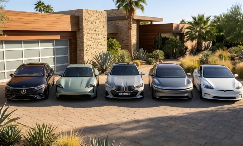 Luxury electric cars 2026 lineup with Lucid Air Tesla Model S Mercedes EQS Porsche Taycan BMW i5