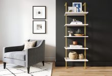 Nathan James Theo 5-Shelf Ladder Bookcase modern wall leaning shelf design