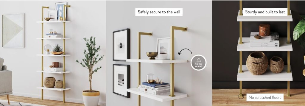 Nathan James Theo 5-Shelf Ladder Bookcase