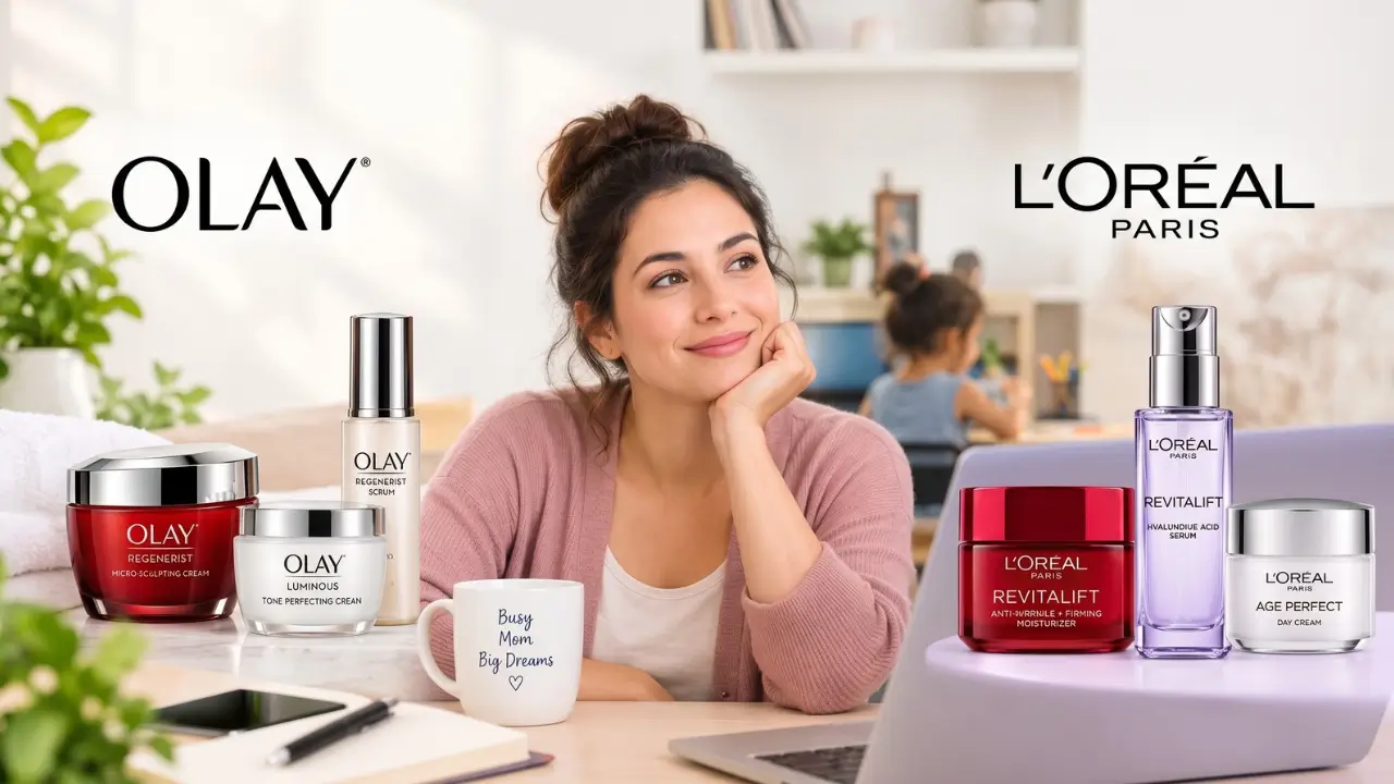 Olay moisturizers vs. L’Oréal skincare products for a working mom in her 30s